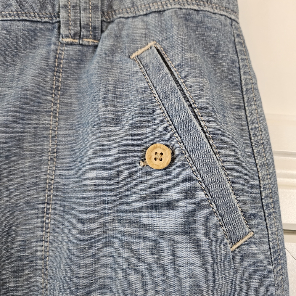 LOFT Denim Blue Mini Skirt with Button Accents - Picture 4 of 11